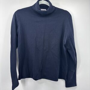 Pendleton Silk Blend Sweater Blue Mock Neck Long Sleeve Womens Large lightweight